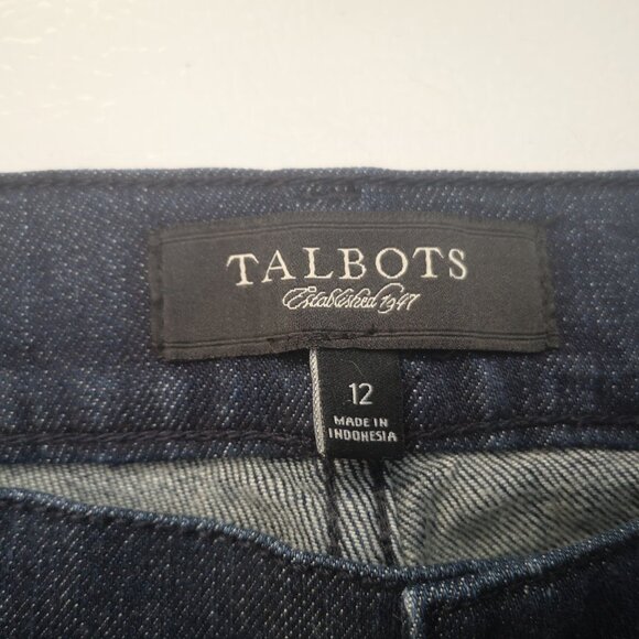 Talbots Ladies Size 12 Dark Wash Boot Cut Zipper & Button Closure Jeans - Picture 3 of 13